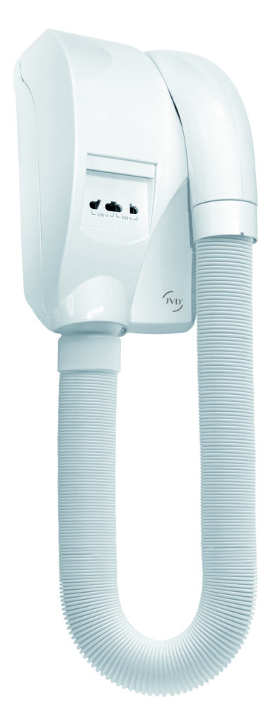 Hotelpro hotelska oprema SUŠILO ZA KOSU ZIDNO SA CIJEVI I DODATNOM UTIČNICOM ZA APARAT ZA BRIJANJE - BIJELO slika proizvoda