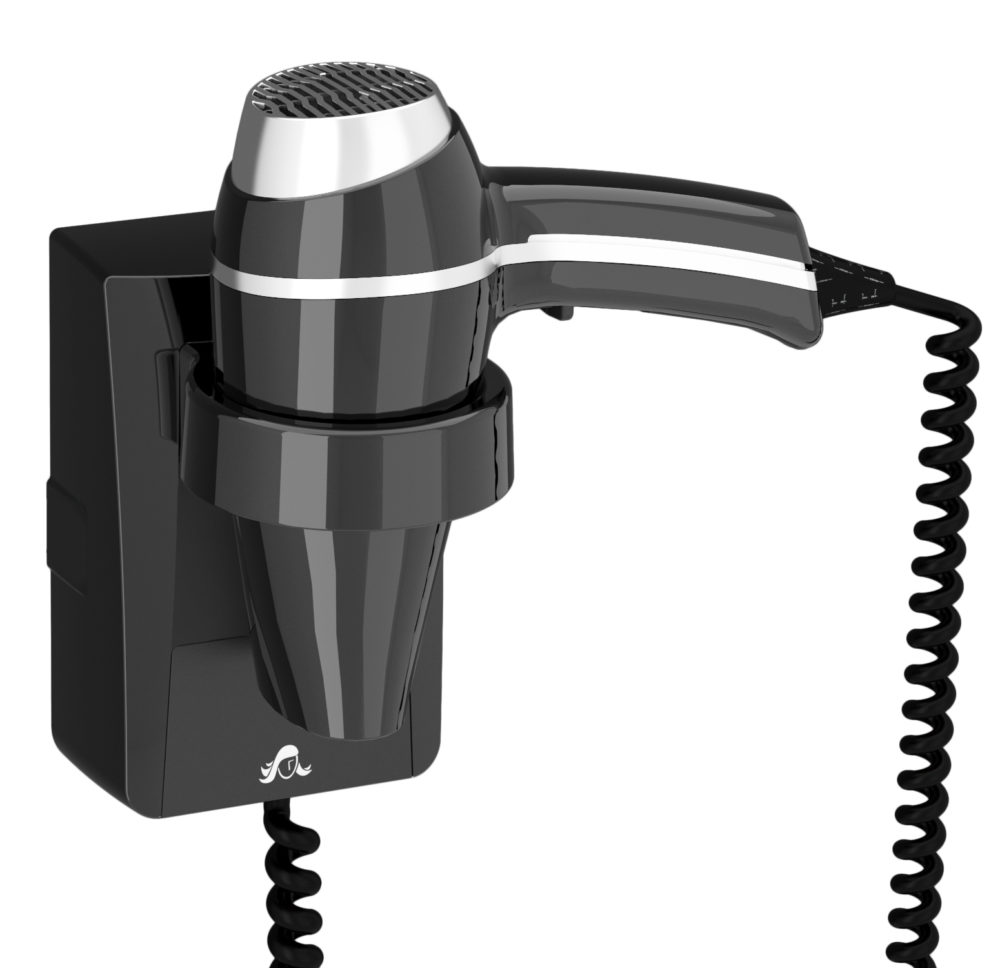 Hotelpro hotelska oprema SUŠILO ZA KOSU SA NOSAČEM C - CRNE BOJE slika proizvoda