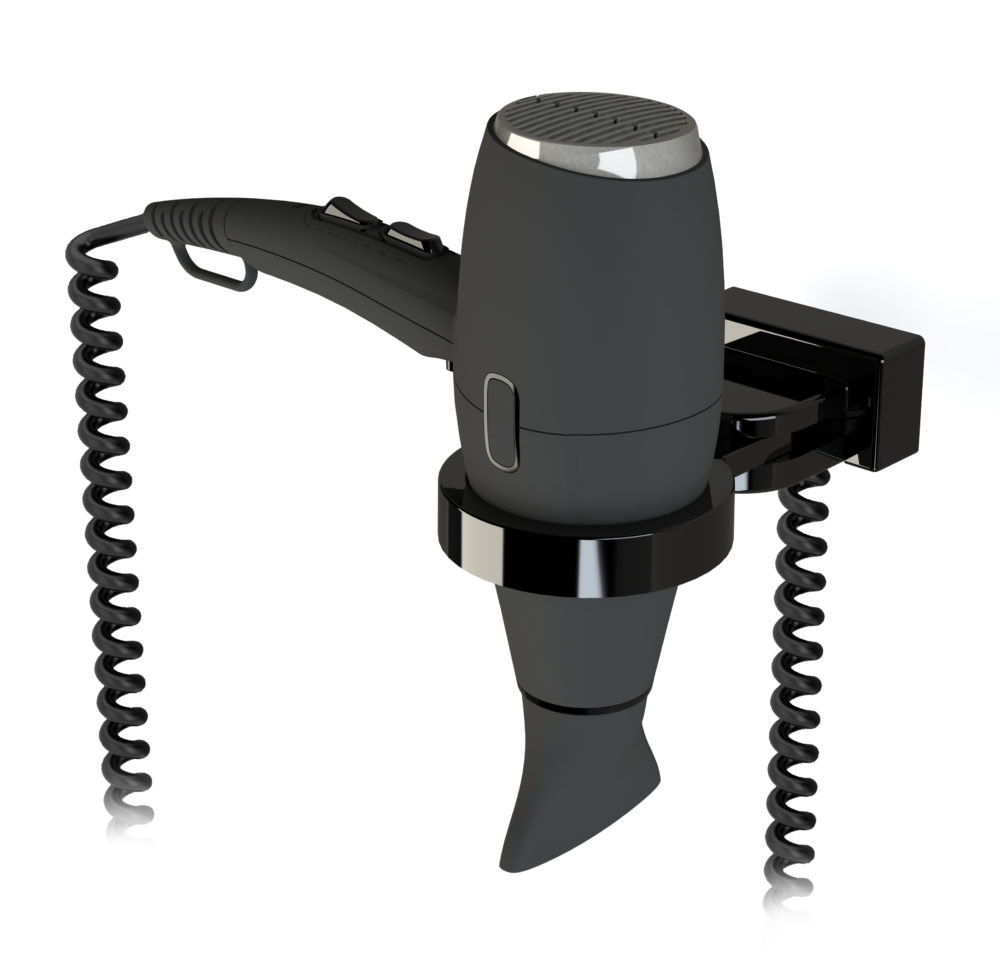 Hotelpro hotelska oprema SUŠILO ZA KOSU CA SA NOSAČEM - CRNO slika proizvoda