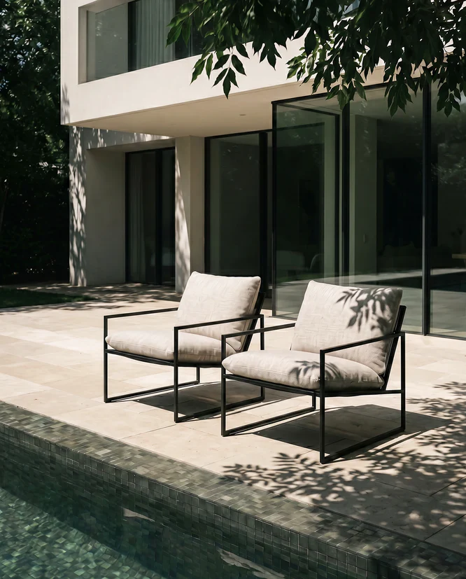 kenny outdoor lounge chair black oat cushion 1