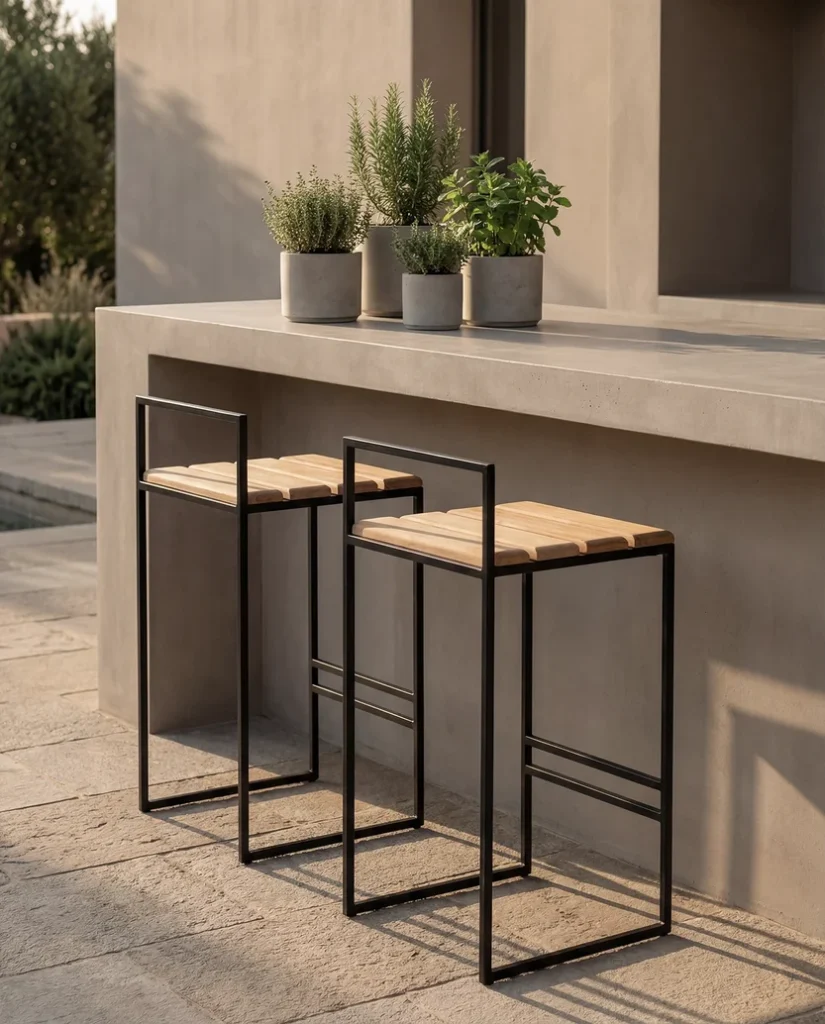 saga-outdoor-bar-stool-teak-seat-black-metal-frame-wideshot-by-crea